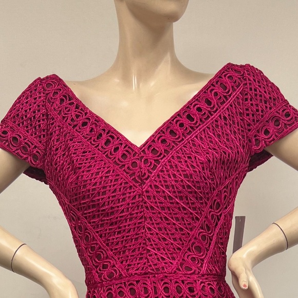 JS collections basketweave with Chevron stripes cap sleeves cocktail dress - Picture 5 of 12